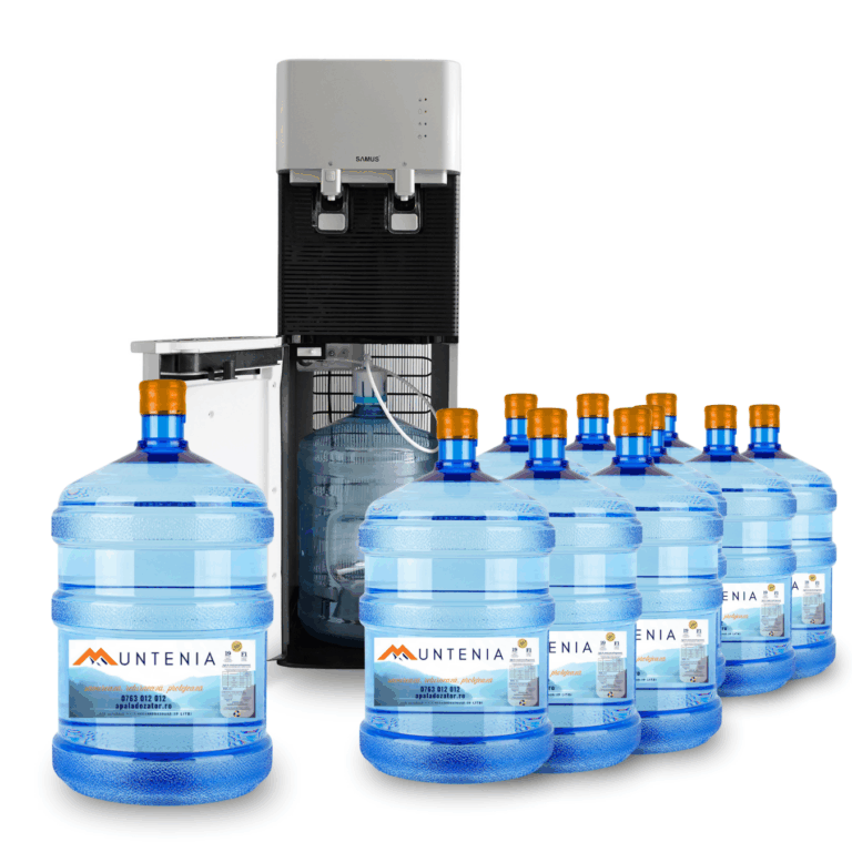 Pachet MUNTENIA cu bidoane de 19 litri și dozator pentru birou sau familie numeroasă