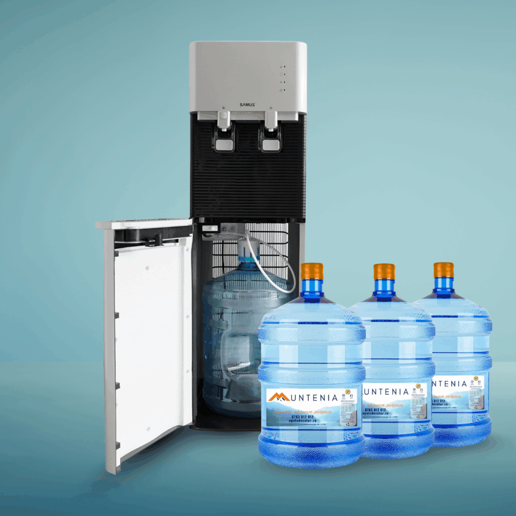 Pachet MUNTENIA cu bidoane de 19 litri și dozator pentru birou sau familie numeroasă