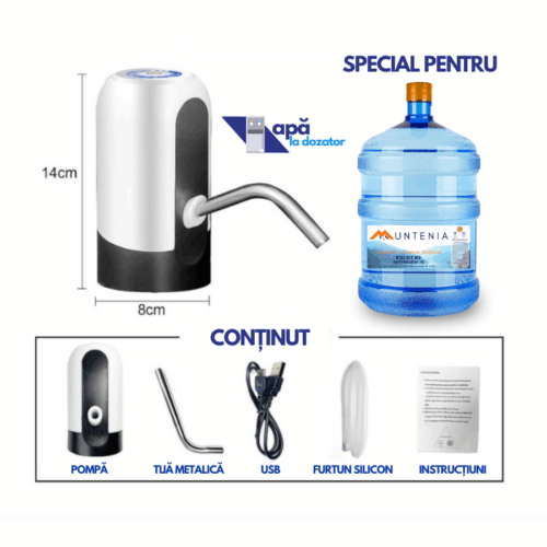 Pachet cu 3 bidoane 19L de apă plată MUNTENIA + pompă ELECTRICĂ cadou 🎁. Livrare rapidă în București și Ilfov! 💧